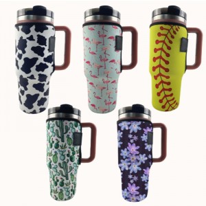 Aangepaste sublimatie Printing Leopard Cow Print Neopreen Tumbler Sleeve Holder voor 40oz beker